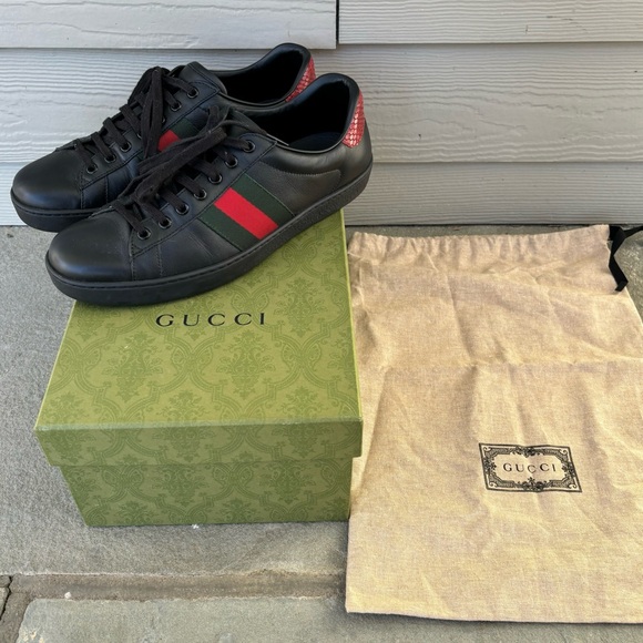 Gucci Ace Black Stripe Sneakers - Picture 1 of 9